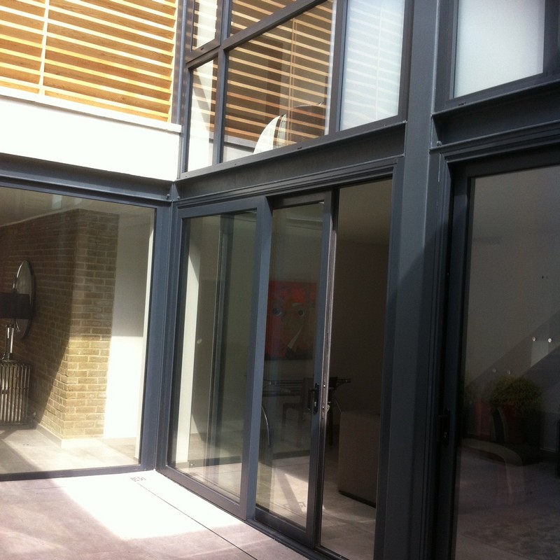 Anthracite aluminium sliding patio doors fitted in Moorgate